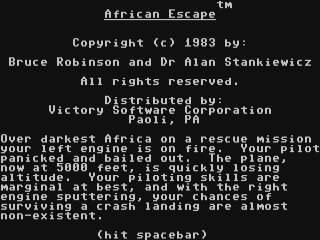 Escape title screen for Commodore 64